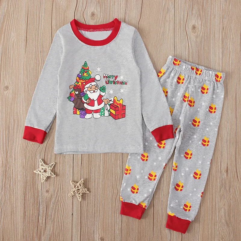 Baby Clothing Sets Boy - Grijze kerstman print kinderpyjama babyjongen meisjes