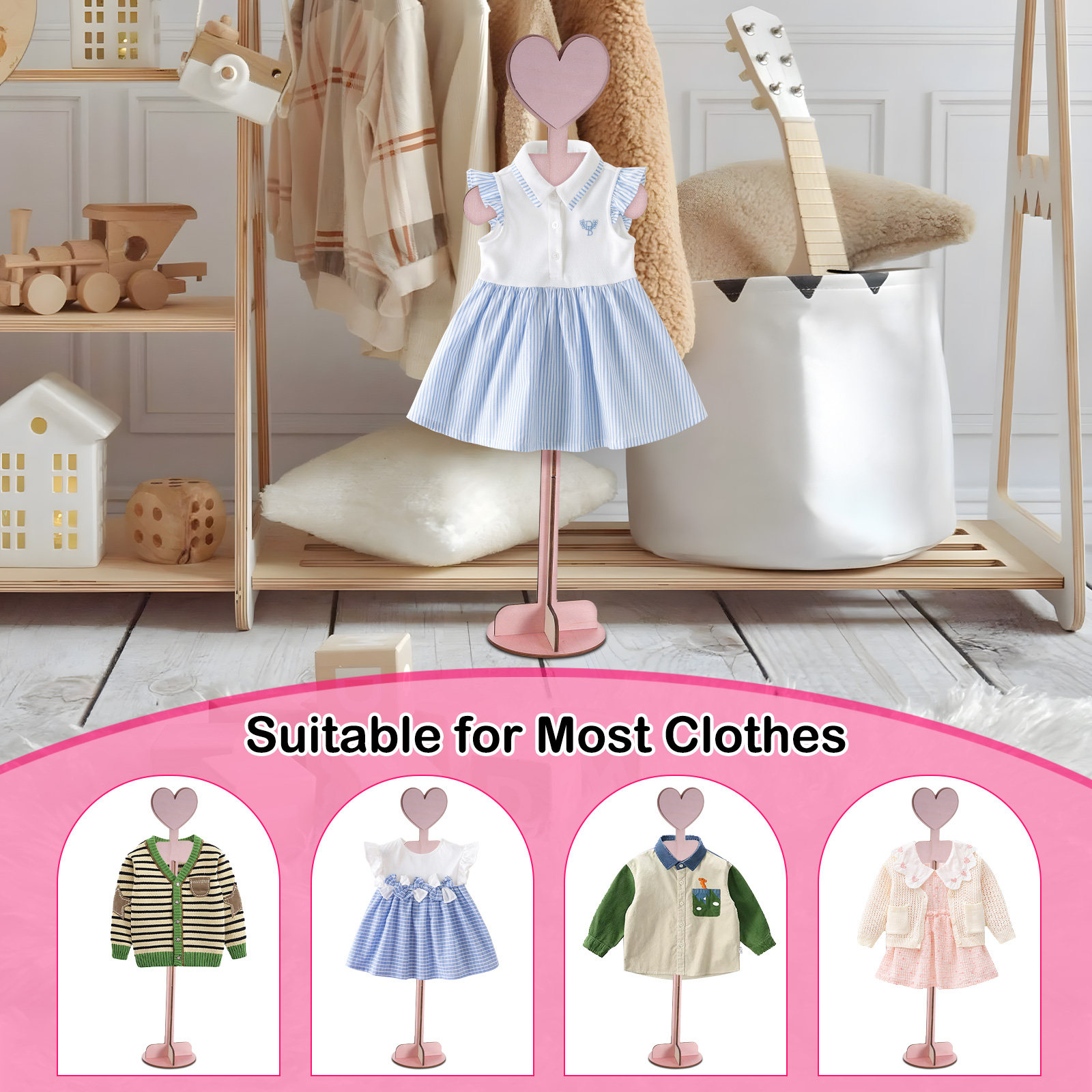Baby Shop Clothing - Houten babykledingdisplayrek voor kinderkamer - Minimalistisch