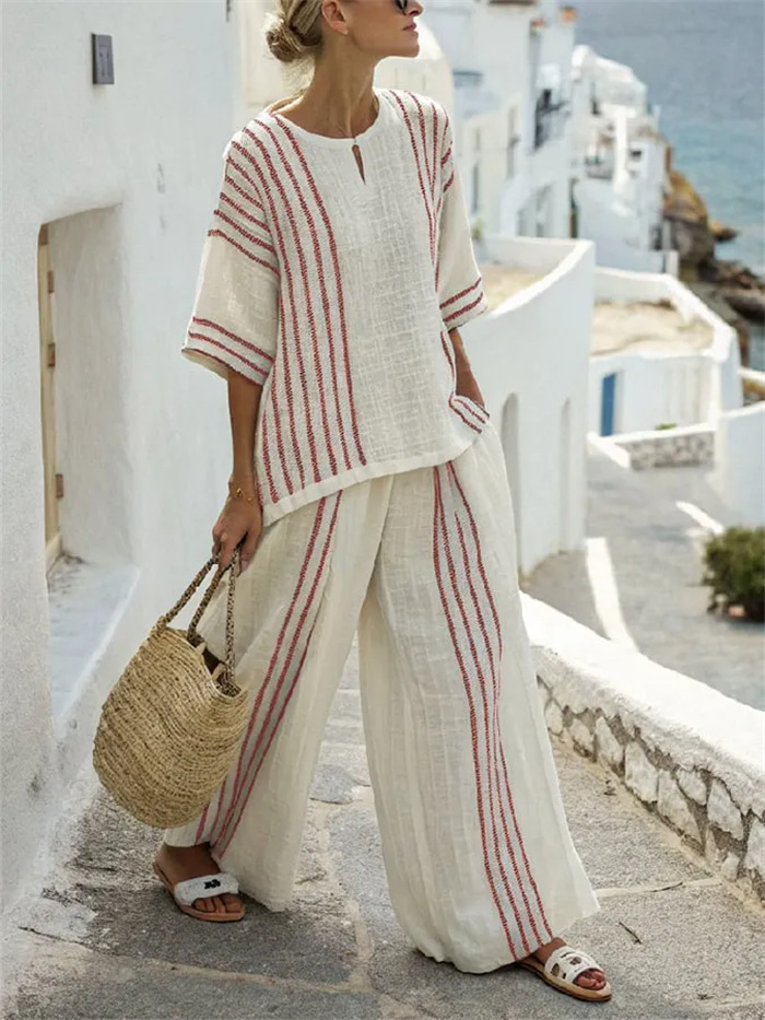 Ademende casual set Gestreepte - Summer Short Set recensie en prijs